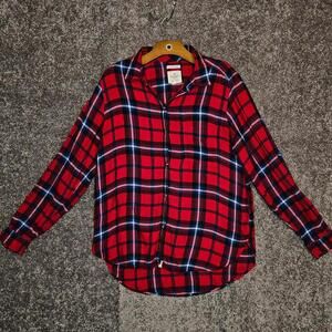 Vintage American Eagle Women's R/W/B Long Sleeve Flannel. Boyfriend Cut. L